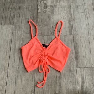 Never Worn! BERSHKA Orange Scrunch Crop Top Tank
